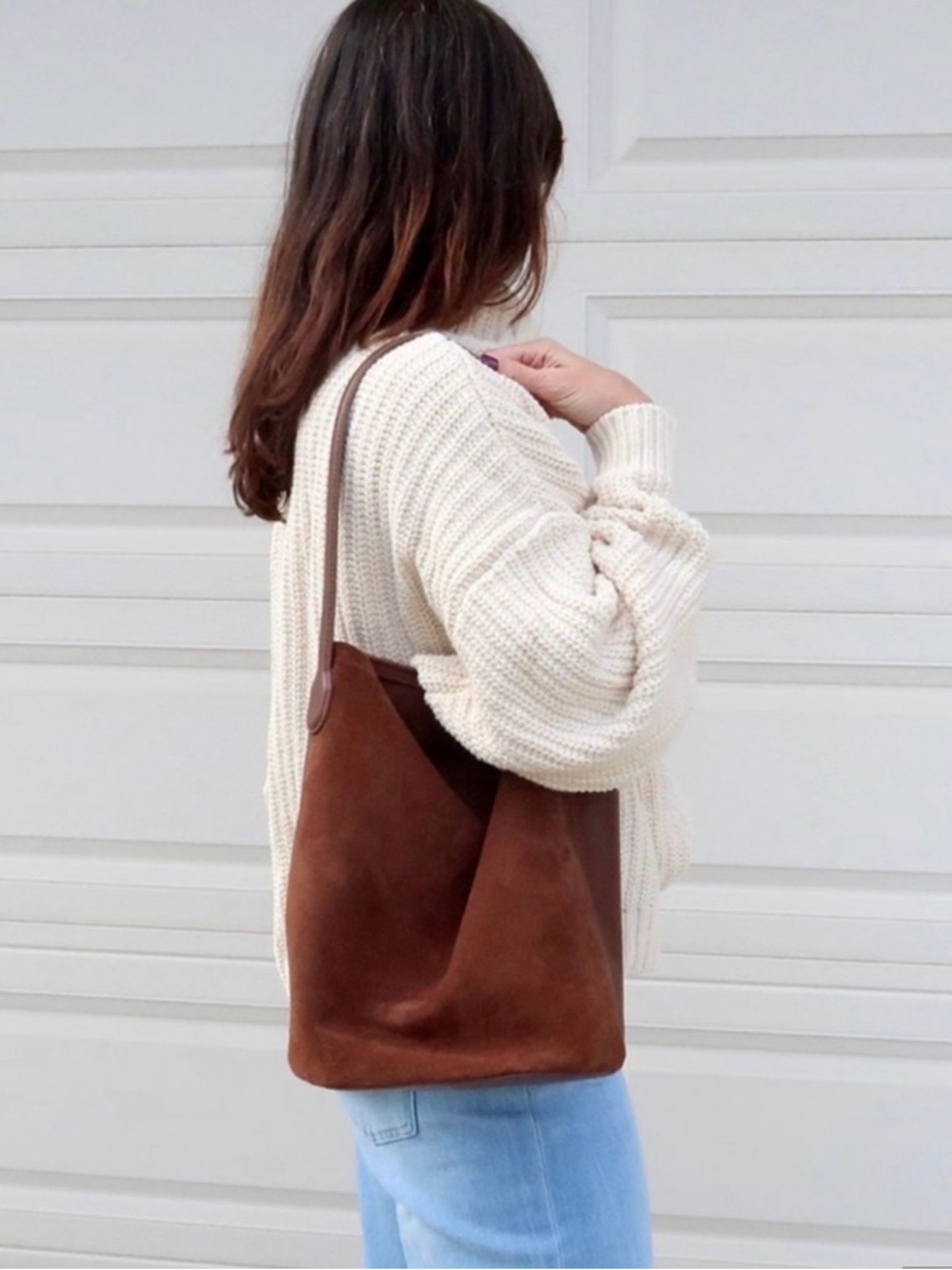 J Crew Bucket Bag brown  suede and leather  Classic